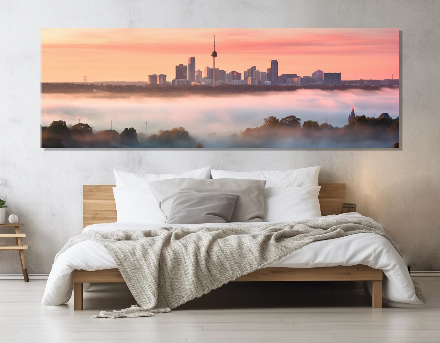 San Antonio Canvas Print – Large Sunset Painting | Abstract Cityscape Wall Art