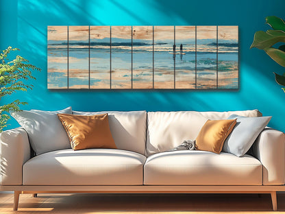 Paddleboard Wall Art – Nautical Coastal Wood Print with Ocean Paddleboard Art