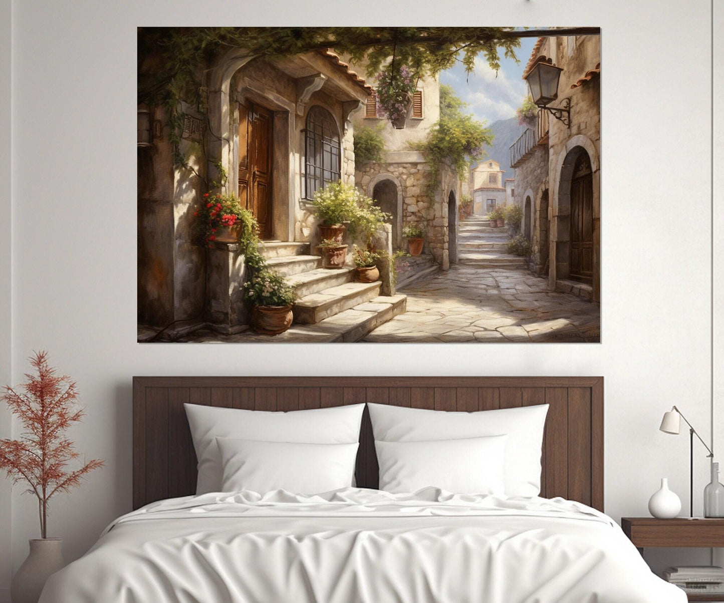 Italian Village Painting - Framed Canvas Print | Italy Wall Art Ready to Hang