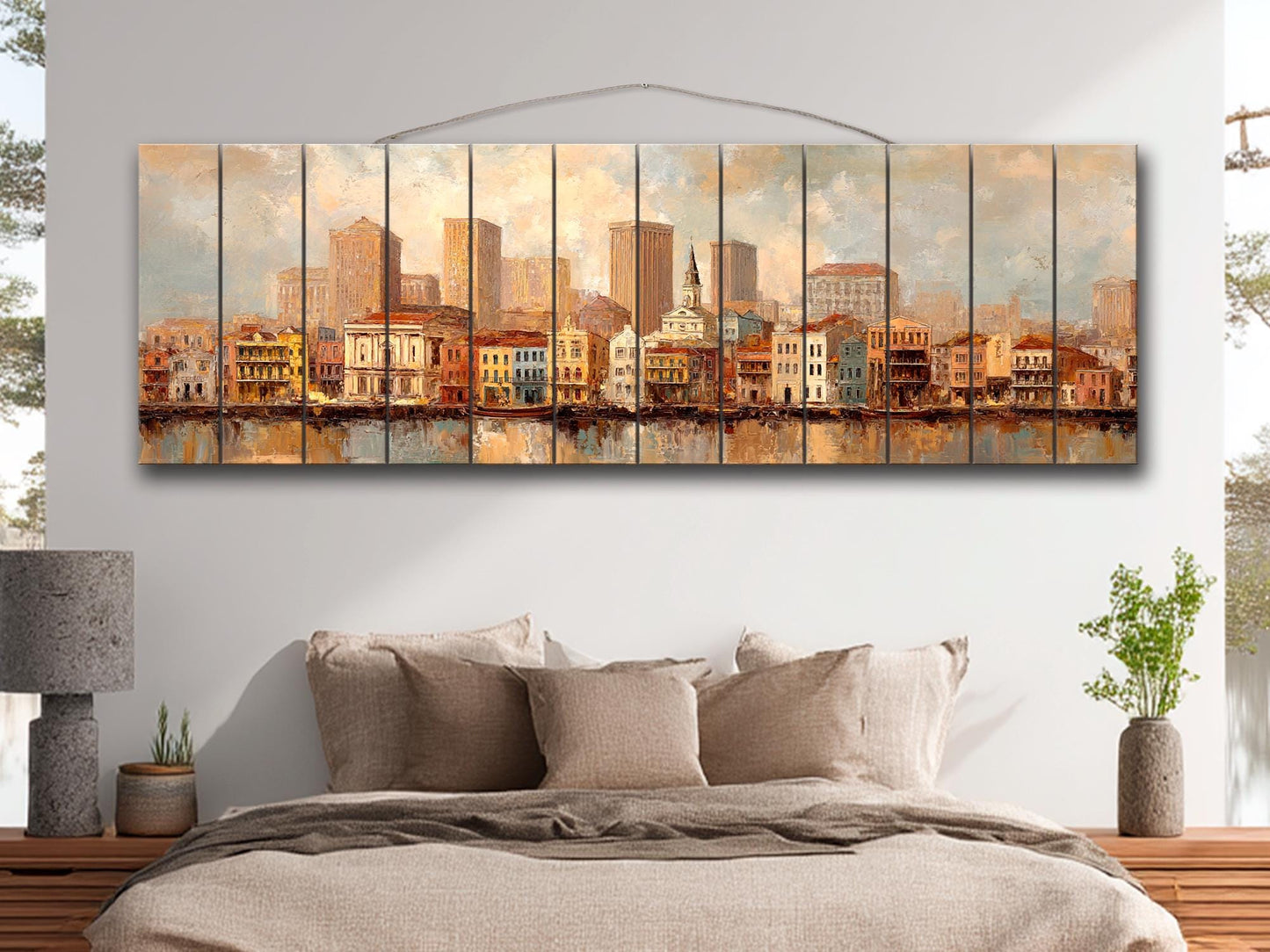 French Quarter Wood Print – New Orleans Rustic Wood Decor Beige Wall Art
