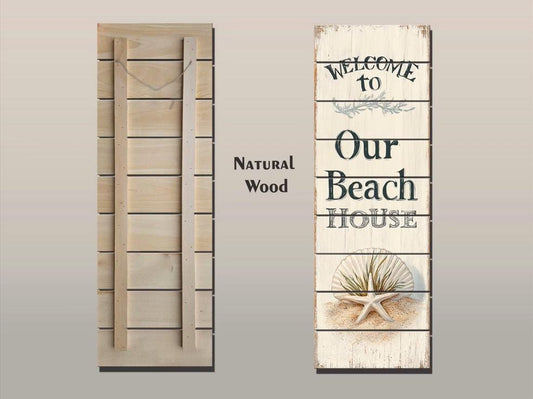 Beach House Wall Art – Coastal Wood Sign | Vintage Ocean Painting Decor