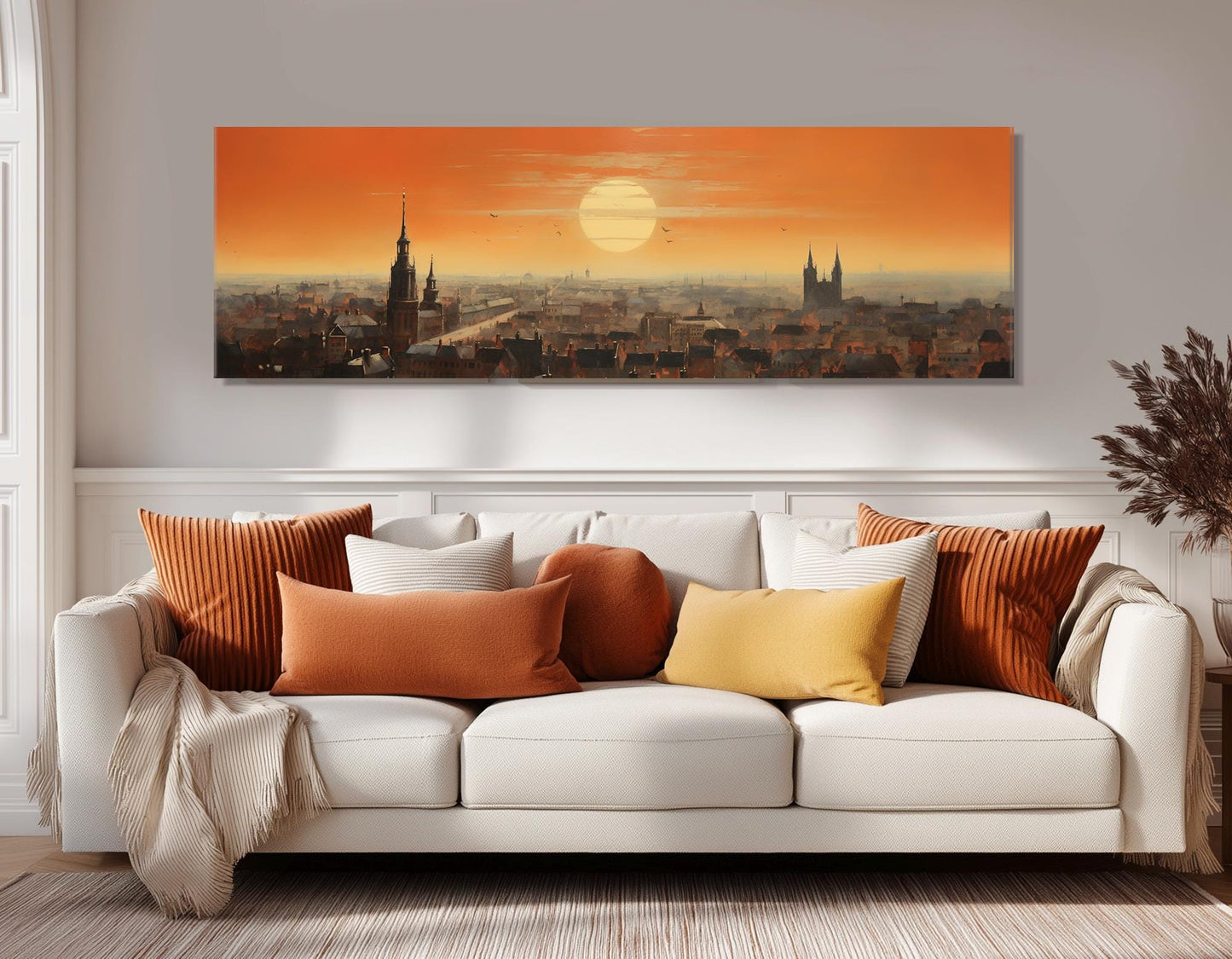 Abstract Brussels Wall Art, Brussels Skyline Canvas Print, Belgium Painting, Framed & Ready to Hang
