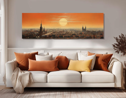 Abstract Brussels Wall Art, Brussels Skyline Canvas Print, Belgium Painting, Framed & Ready to Hang