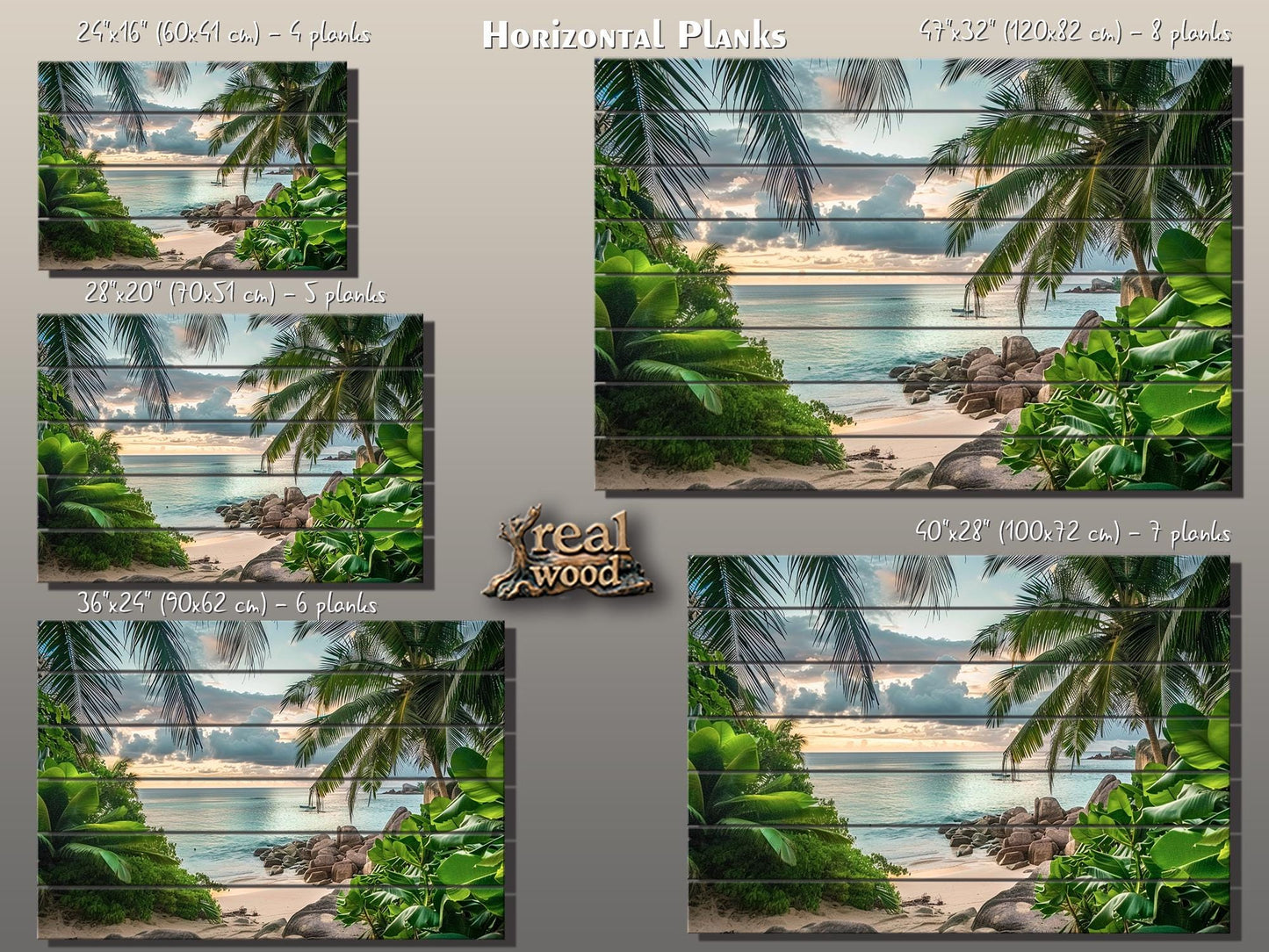 Tropical Landscape Print on Wood, Tropical Wooden Wall Art, Palm Trees Wood Print, Resort Island Wall Art, Tropical Beach, Wood Wall Art