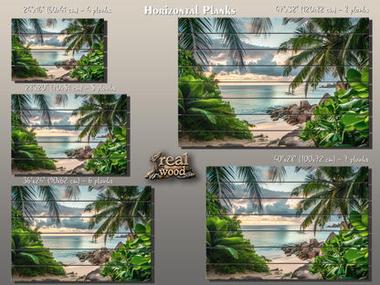 Tropical Landscape Print on Wood, Tropical Wooden Wall Art, Palm Trees Wood Print, Resort Island Wall Art, Tropical Beach, Wood Wall Art