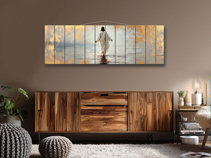 Jesus Walking on Water | Biblical Wall Art - Christian Wood Print Decor