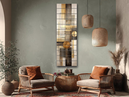 Geometric Abstract Art Print – Modern Wall Art on Natural Wood Decor