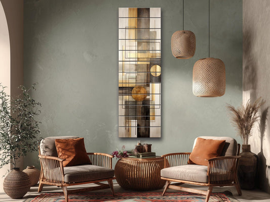 Geometric Abstract Art Print – Modern Wall Art on Natural Wood Decor