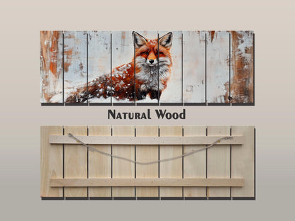 Wood Wall Art - Rustic Red Fox Print on Natural Wood | Forest Animal Decor