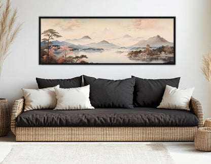 Japanese Landscape Canvas - Soft Tone Cotton Print | Framed, Ready to Hang Art