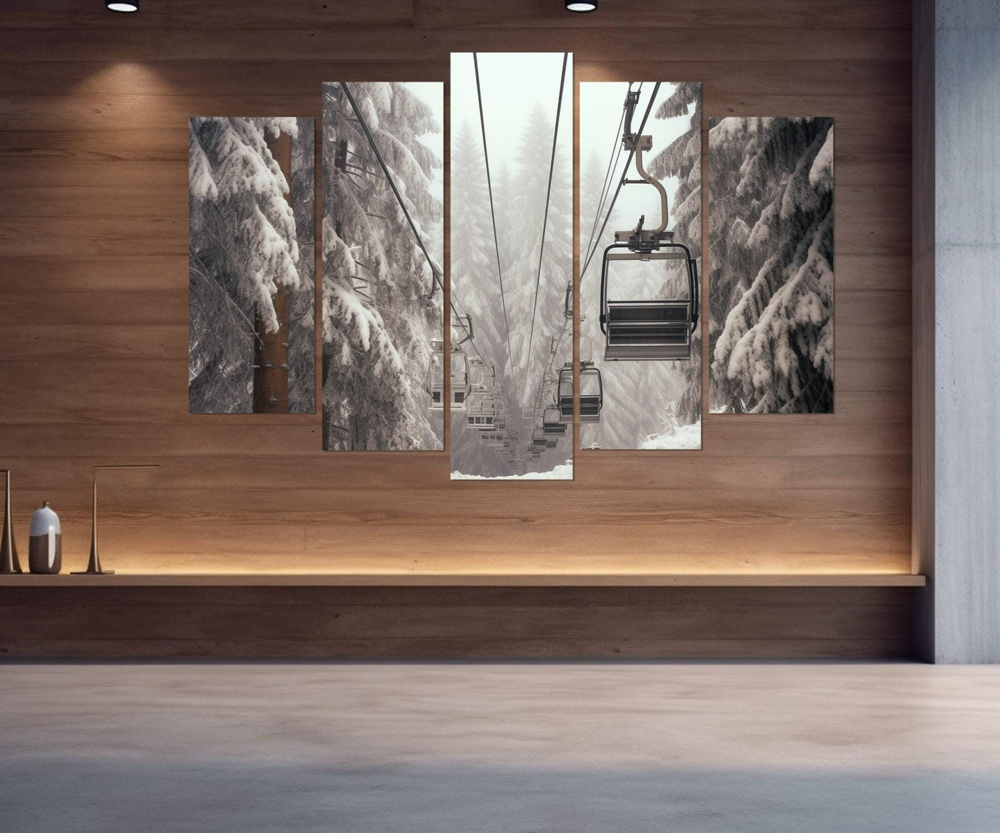 Ski Lift Canvas Print - Scenic Winter Wall Art | Framed Cotton Canvas Ready to Hang