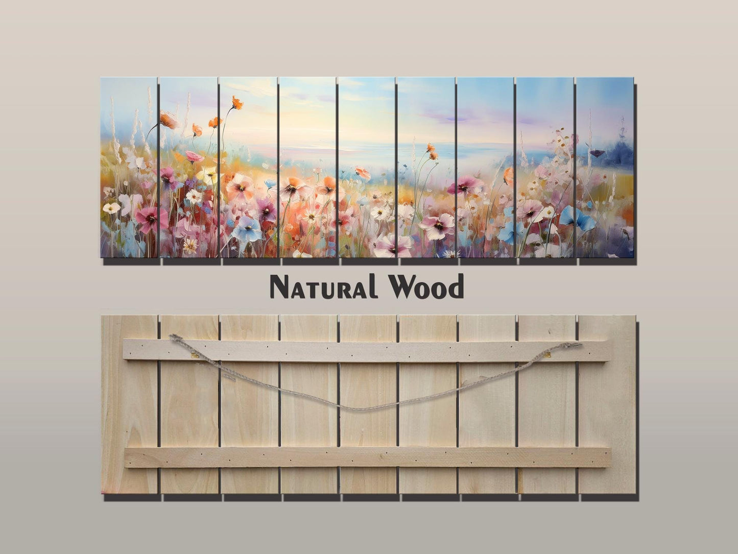 Wildflowers Wood Art – Large Floral Wood Wall Art | Rustic Farmhouse Style Decor