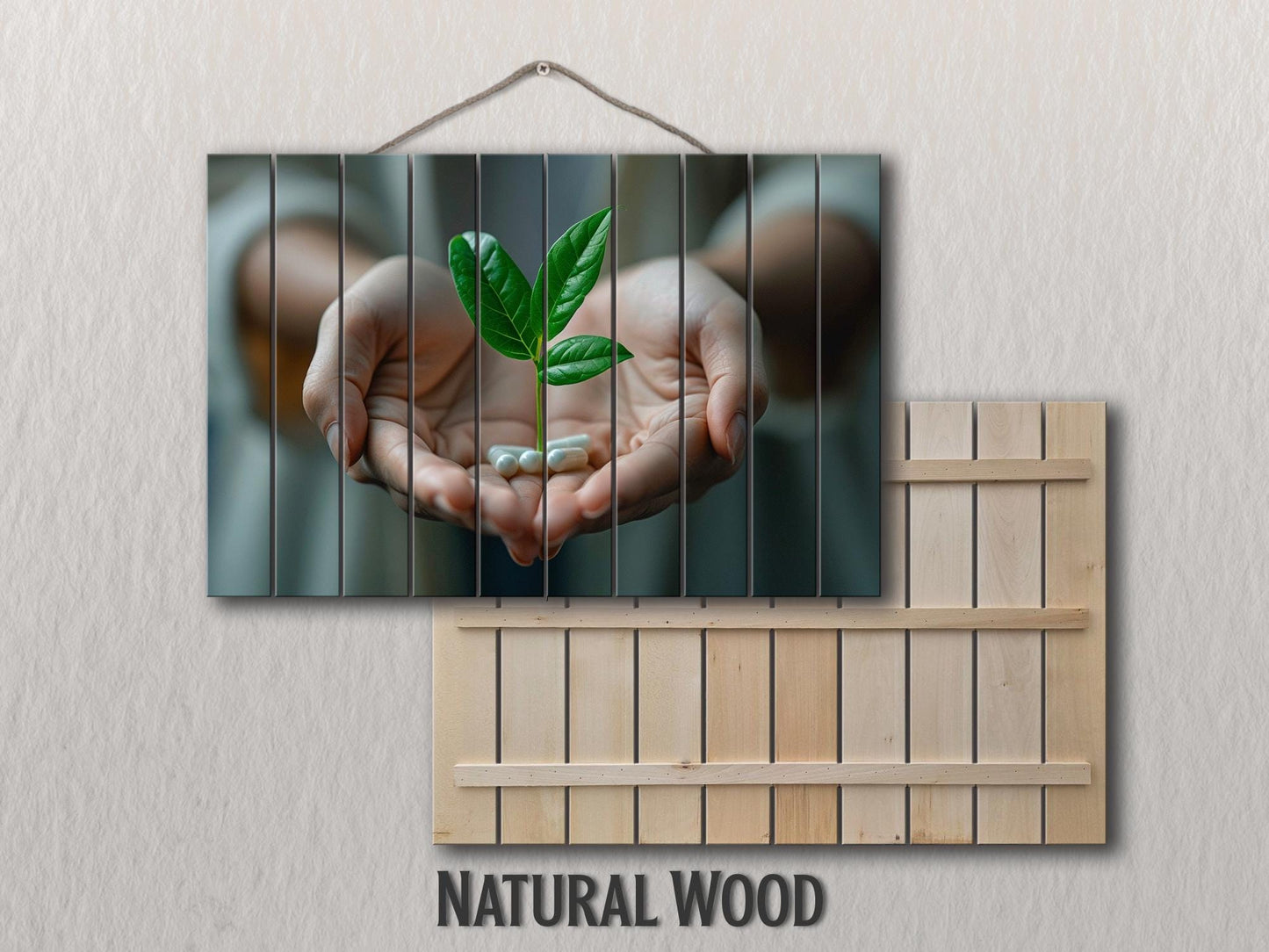 Pharmacy Wall Art – Abstract Medicine Art Printed on Natural Wood Decor