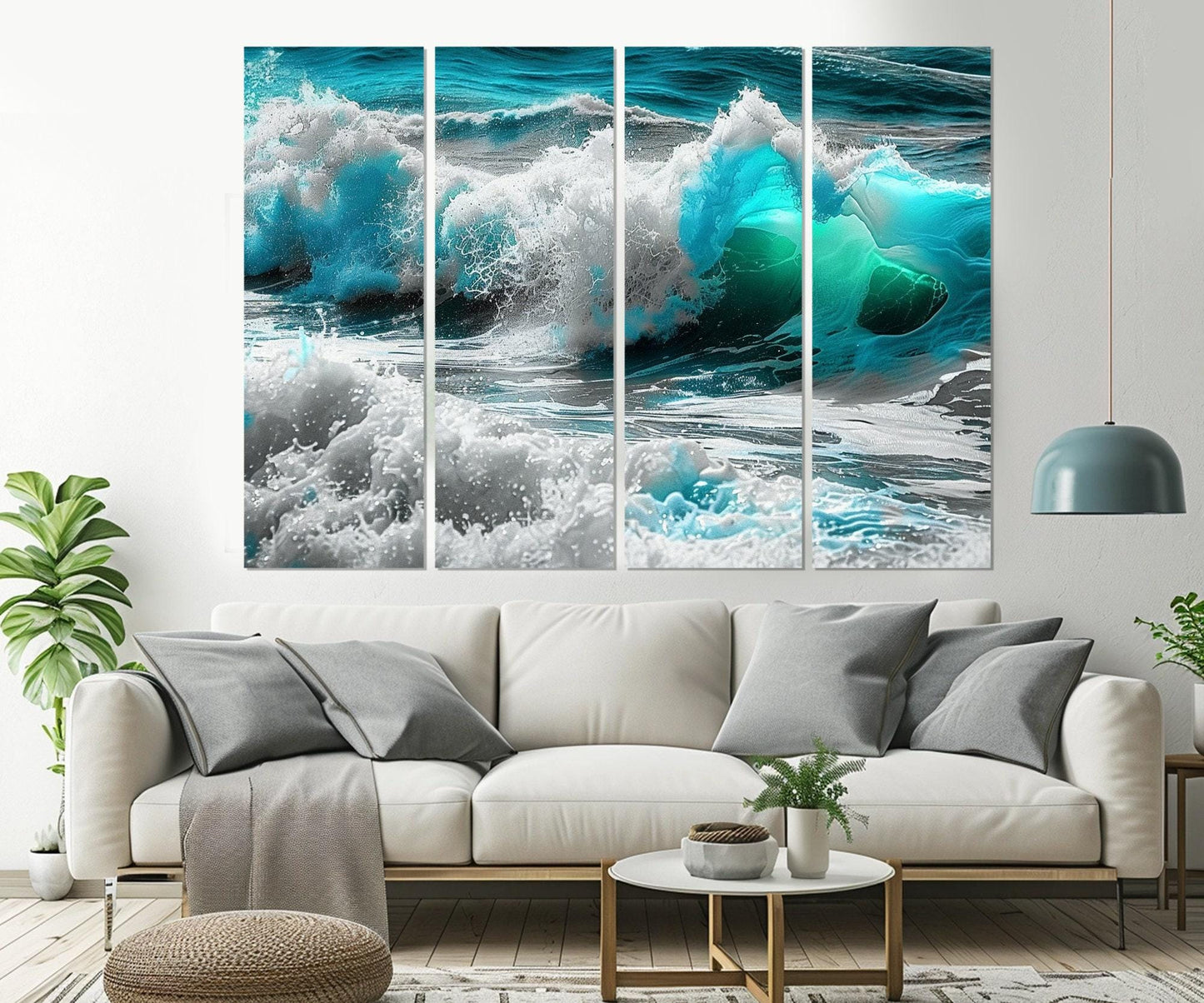 Ocean Wall Art – Turquoise Ocean Canvas Print | Framed & Ready to Hang