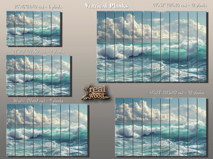 Rustic Wood Wall Art - Scenic Ocean Print on Wood, Sea Waves Painting, Ocean Waves Print, Ocean Wall Art, Sea Water Wall Art, Wooden Decor