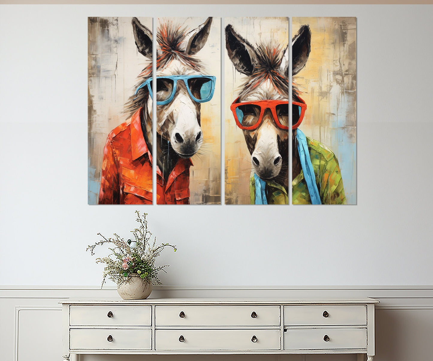 Donkey Canvas Print – Stylish Donkey Painting on Gallery Wrapped Canvas for Kids Room Decor