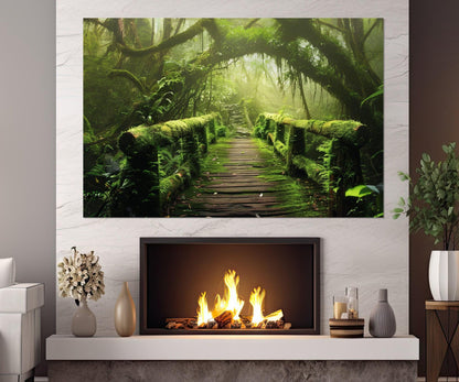 Bamboo Forest Wall Art – Tropical Forest Canvas Print | Bamboo Bridge Decor Ready to Hang