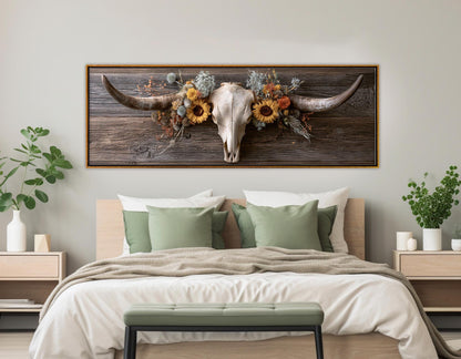 Longhorn Skull Canvas Print, Large Western Wall Decor, Framed and Ready to Hang