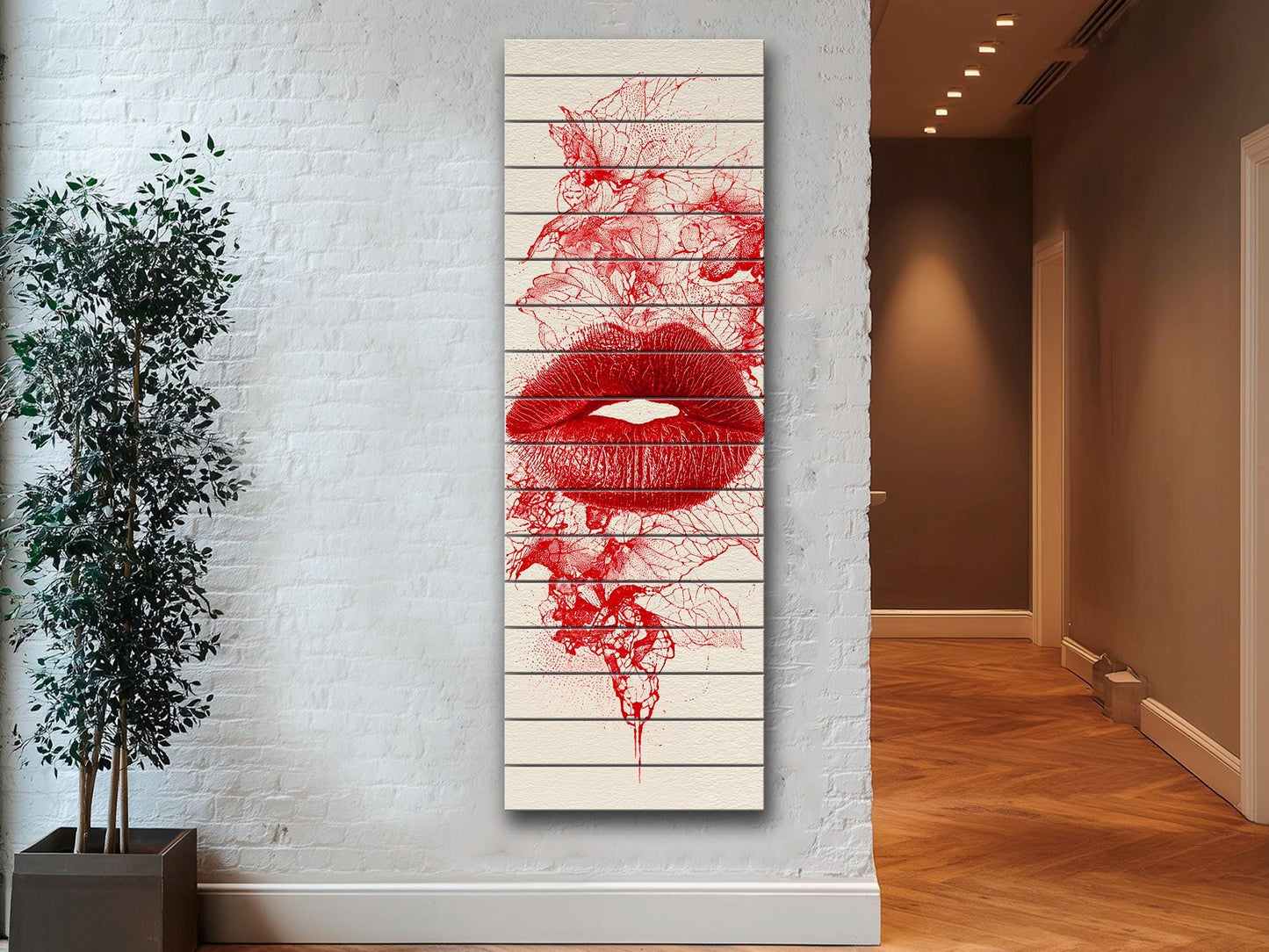 Red Lips Wall Art – Romantic Wall Decor | Modern Passion Art On Wood