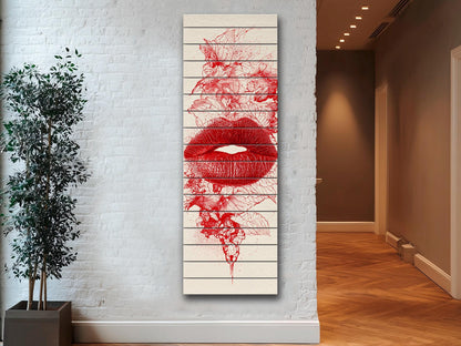 Red Lips Wall Art – Romantic Wall Decor | Modern Passion Art On Wood