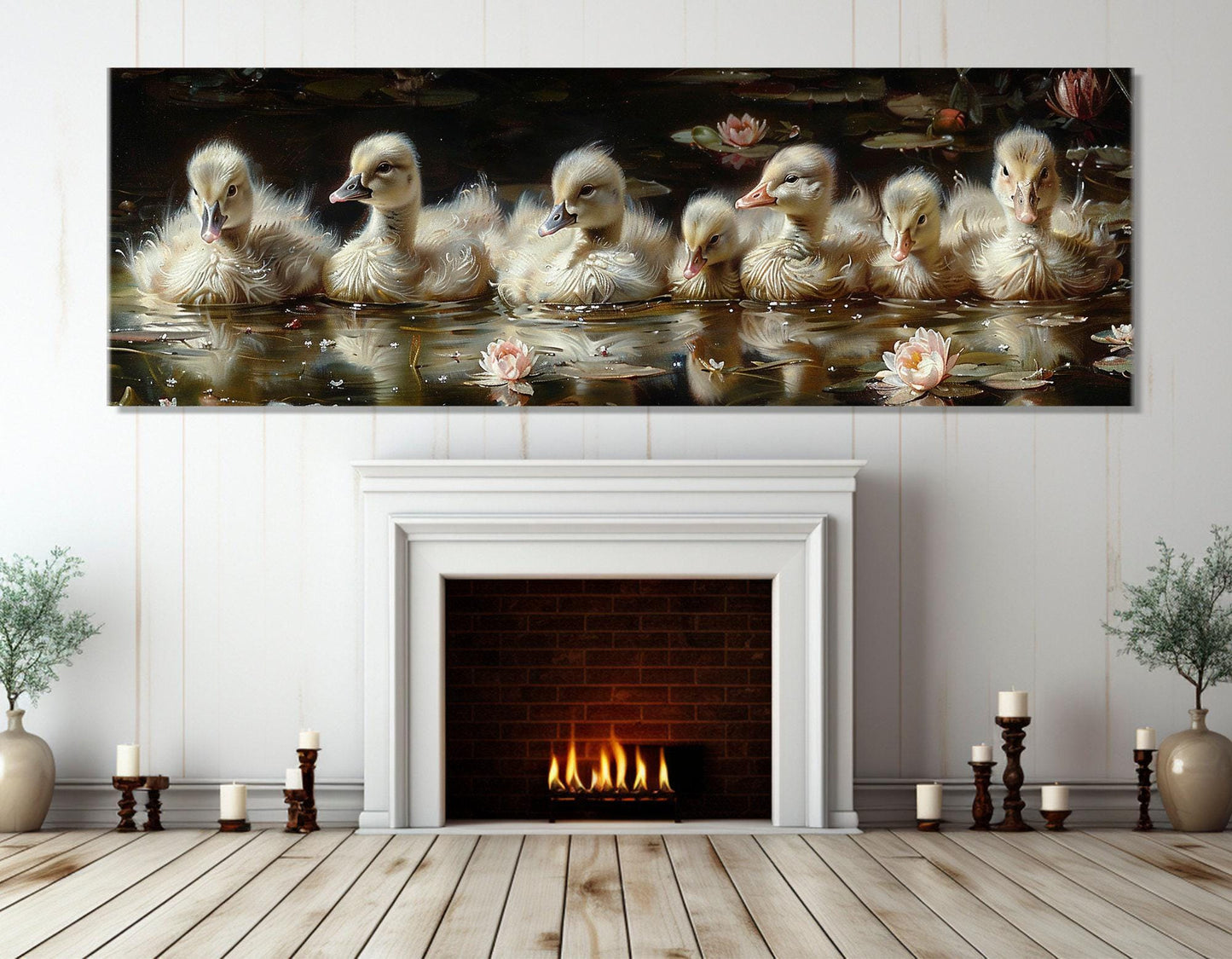 Cygnets Canvas Print - Cute Swans Wall Art | Framed & Ready to Hang Cotton Canvas