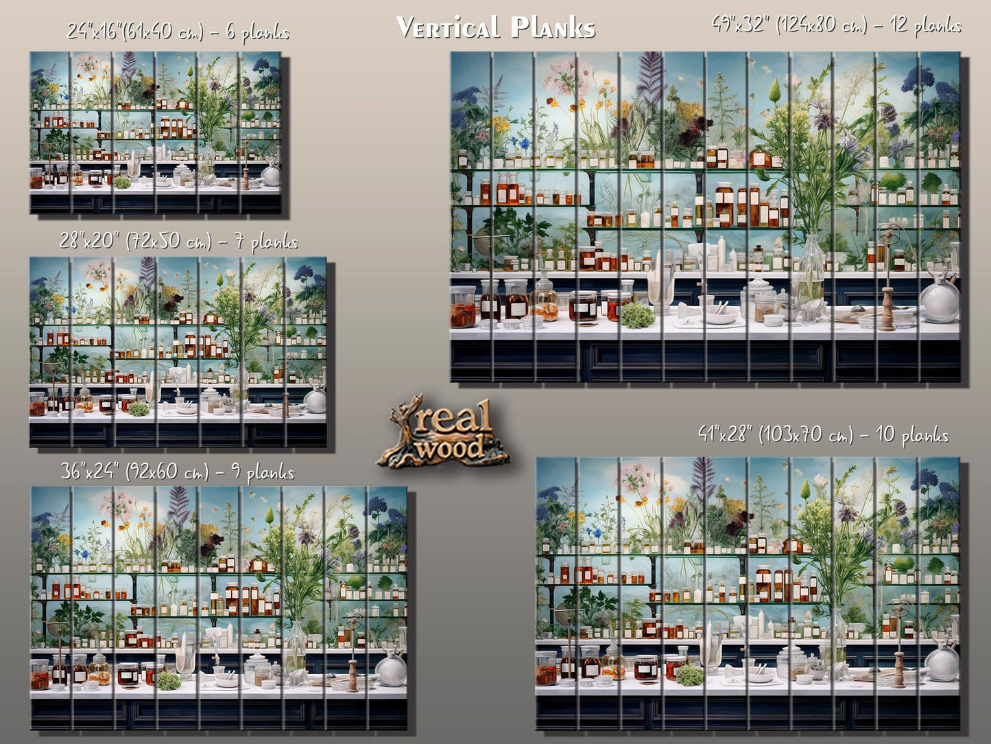 Pharmacy Wall Art - Rustic Wood Decor | Abstract Medicine Print on Wood