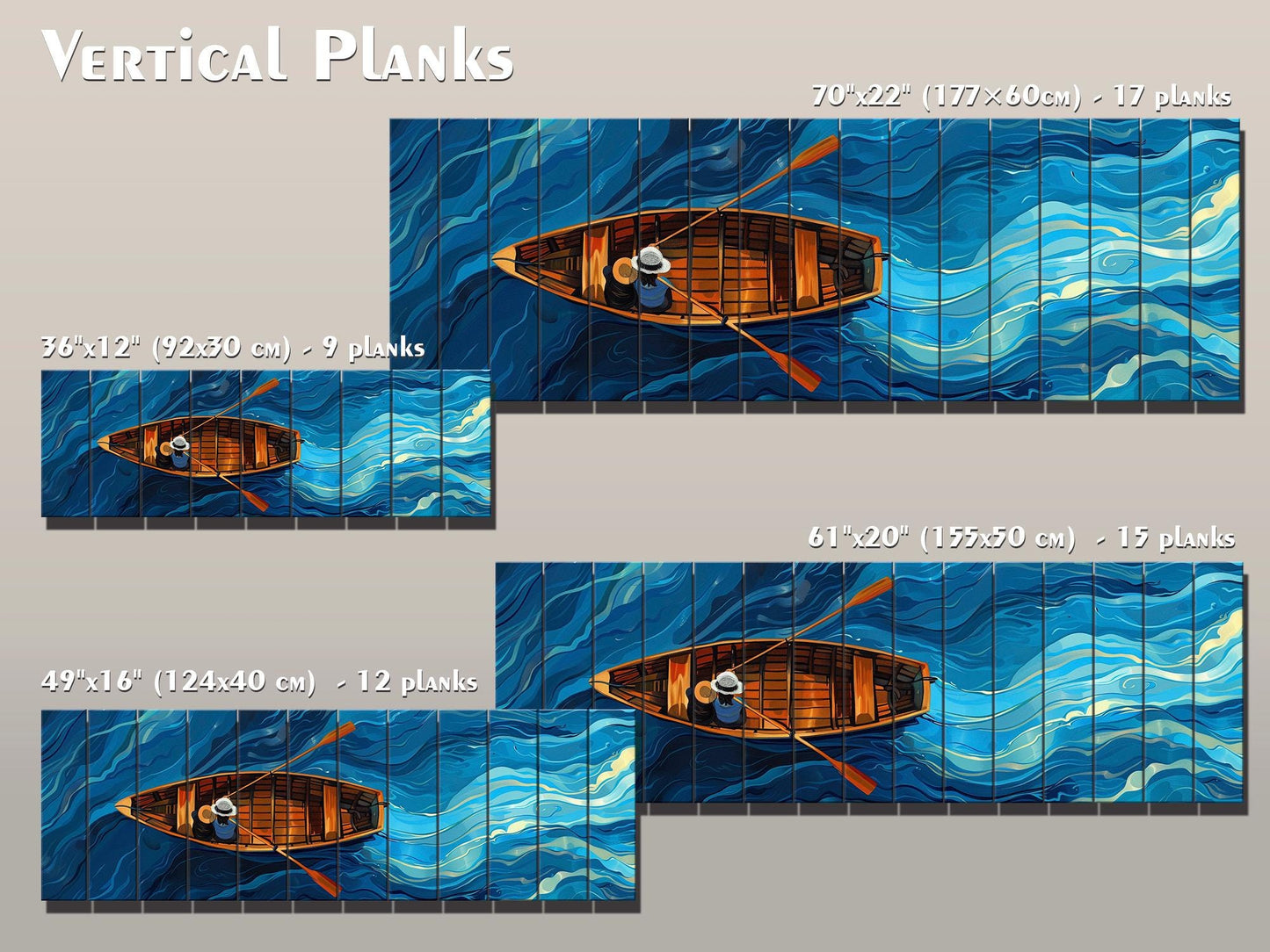 Wood Wall Art - Colorful Couple Print on Natural Wood Planks | Ready to Hang