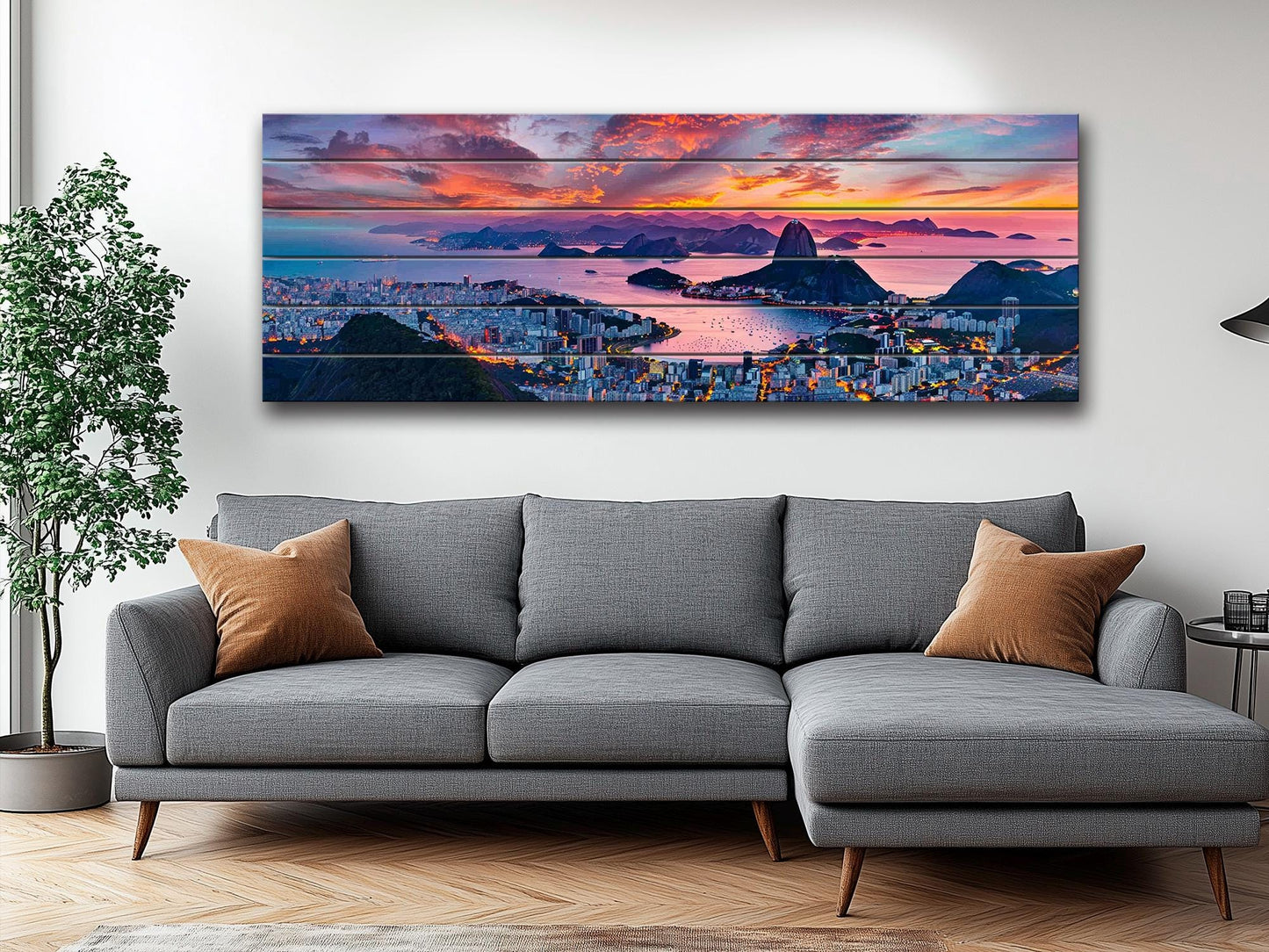 Rio De Janeiro Wall Art – Natural Wood Print, City Skyline Artwork, Ready to Hang