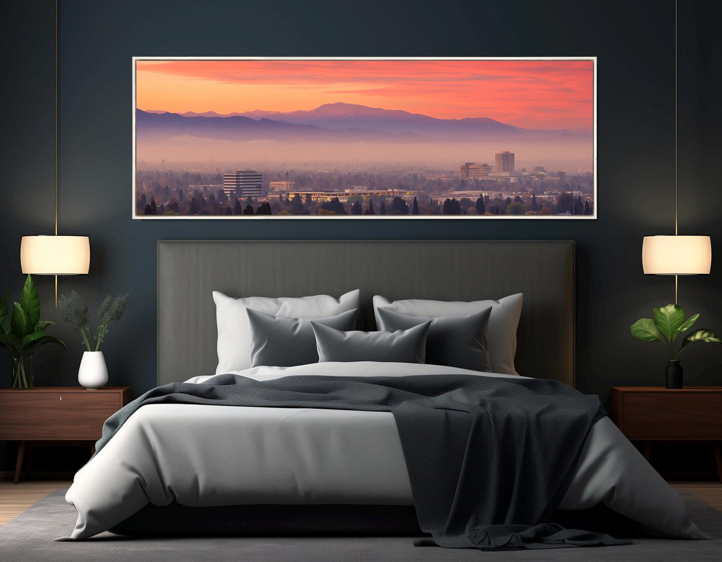 Fresno Sunset Canvas Print – Abstract Cityscape, Framed & Ready to Hang