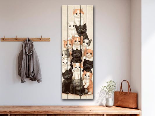 Kitten Print on Wood, Rustic Cats Wall Art, Cat Lover Gift