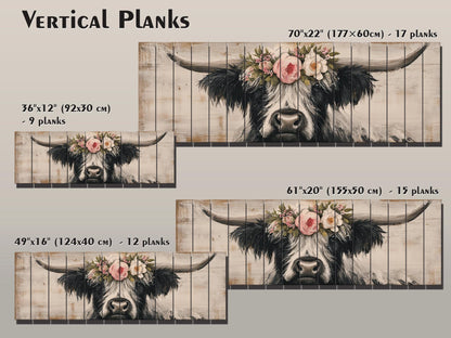 Rustic Wood Wall Art - Highland Cow Painting | Handcrafted Wood Plank Art