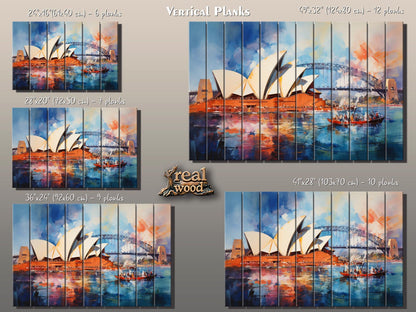 Sydney Opera House Wall Art – Rustic Wood Wall Decor with Unique Grain Print