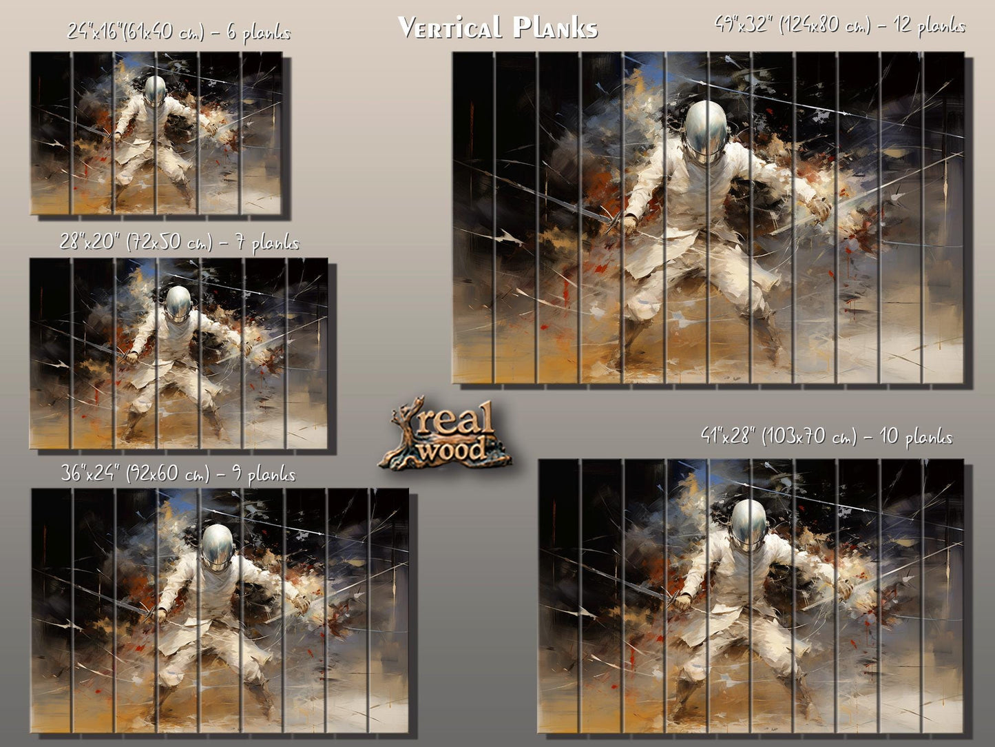 Rustic Fencing Wall Art – Natural Wood Plank Print | Abstract Fencing Decor Gift