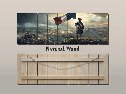 Napoleon Wood Art – Historical Wall Art on Natural Wood Print with French Flag