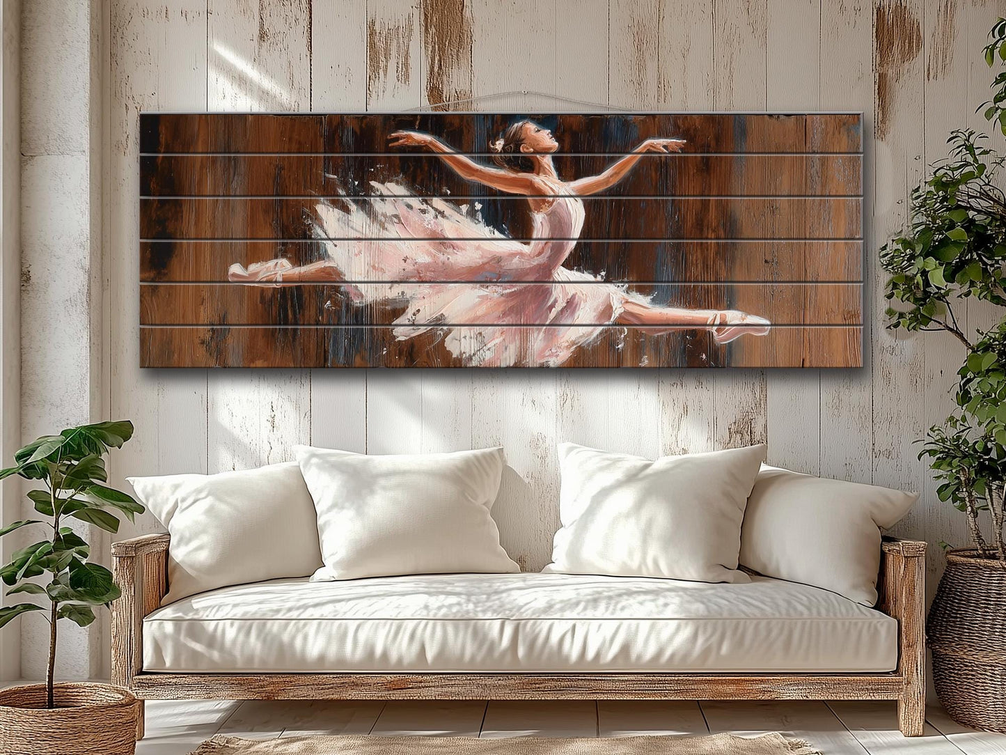Wood Wall Art - Graceful Ballerina in Expressive Motion Print on Wood, Ballerina Painting, Ballet Wall Art, Ballet School Wall Decor