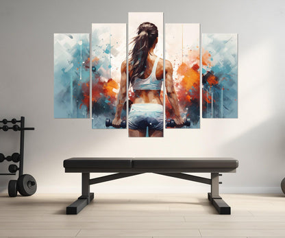 Women Workout Canvas Print - Framed Fitness Painting | Gym Wall Decor, Motivational Workout Print