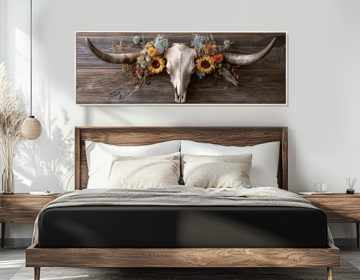 Longhorn Skull Canvas Print, Large Western Wall Decor, Framed and Ready to Hang