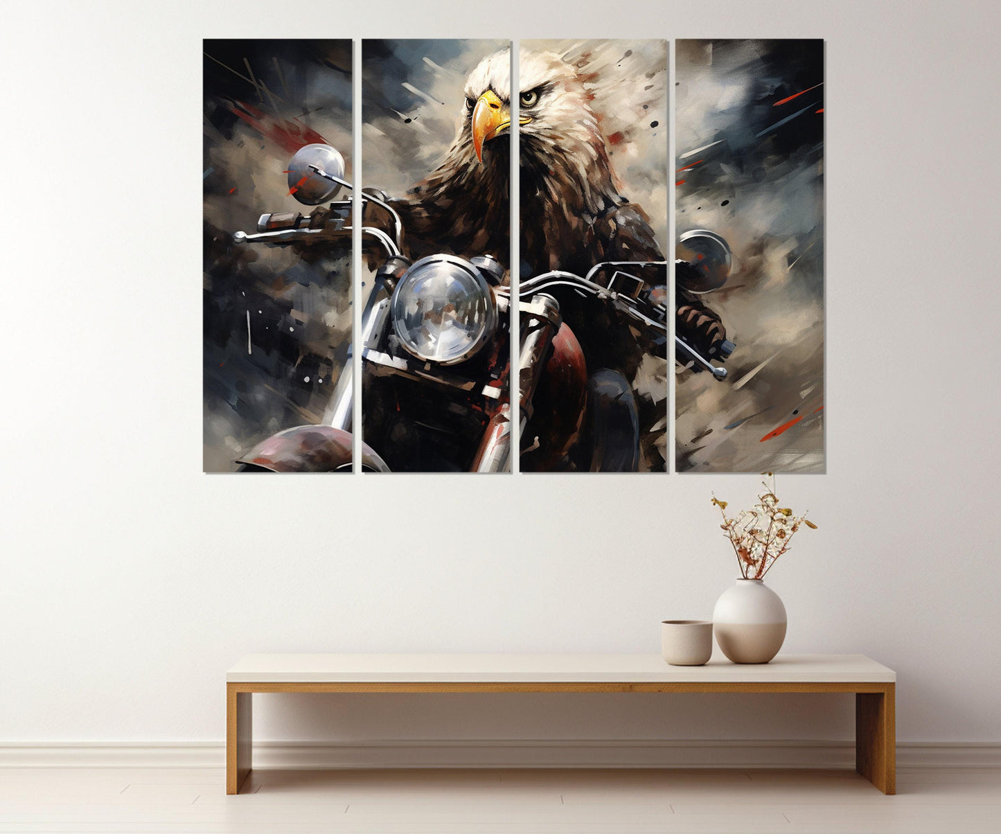 Eagle Biker Canvas Print – Framed Motorcycle Wall Art | Ready to Hang