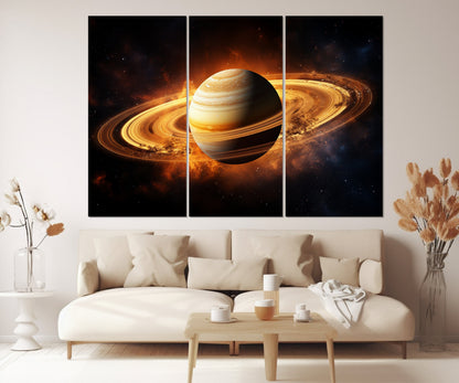 Saturn Canvas Print – Abstract Saturn Art on Gallery Wrapped Cotton Canvas, Ready to Hang