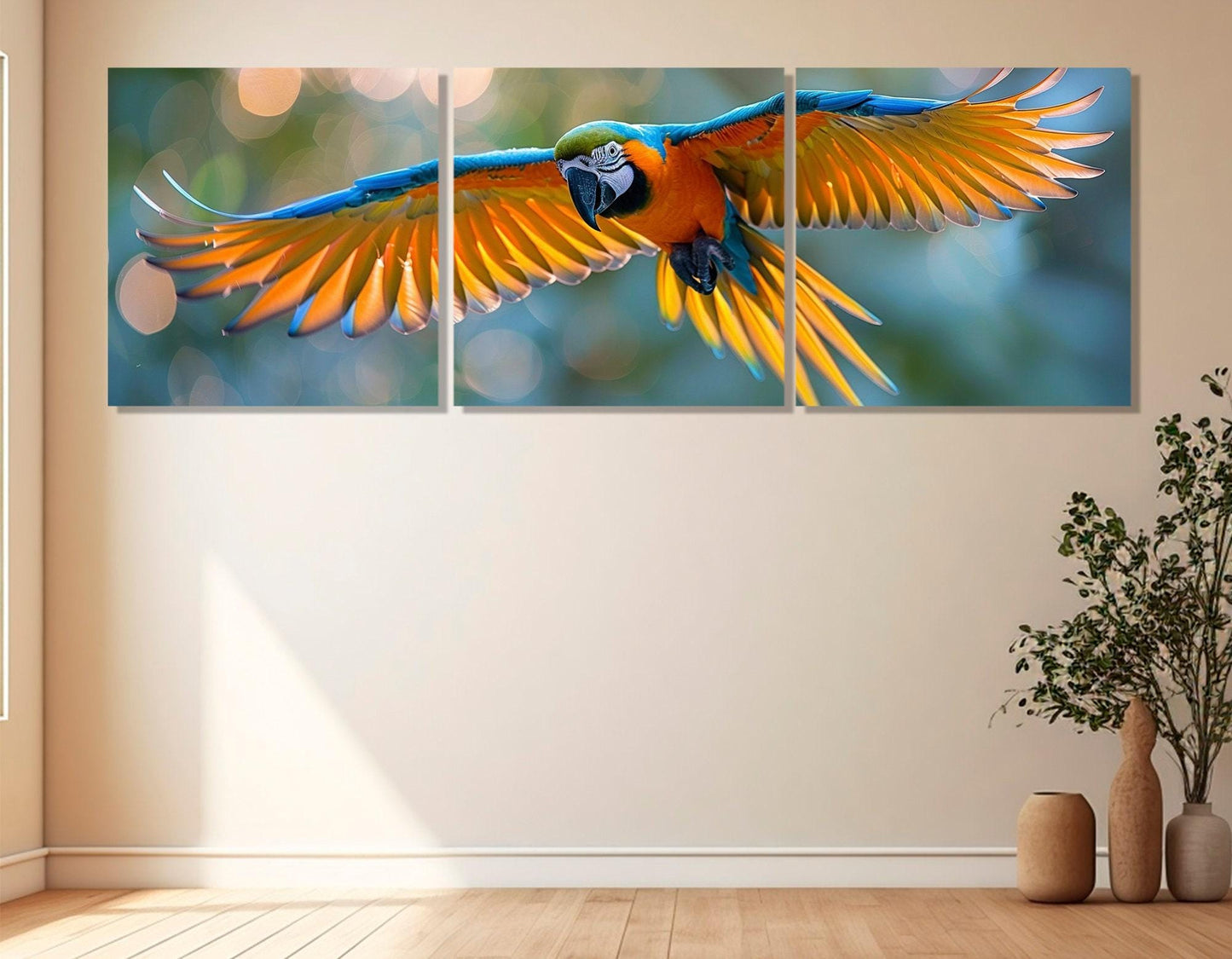 Large Macaw Parrot Canvas Print, Parrots Wall Art, Parrot Canvas Art, Parrot Painting, Framed and Ready to Hang