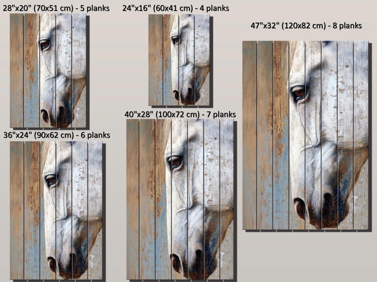 Rustic Horse Wall Art – Natural Wood Horse Print | Cozy Farmhouse Decor