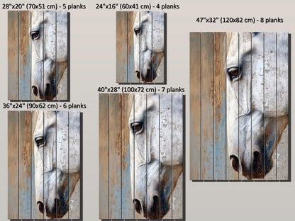 Rustic Horse Wall Art – Natural Wood Horse Print | Cozy Farmhouse Decor