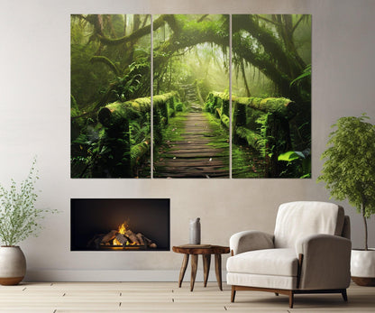 Bamboo Forest Wall Art – Tropical Forest Canvas Print | Bamboo Bridge Decor Ready to Hang