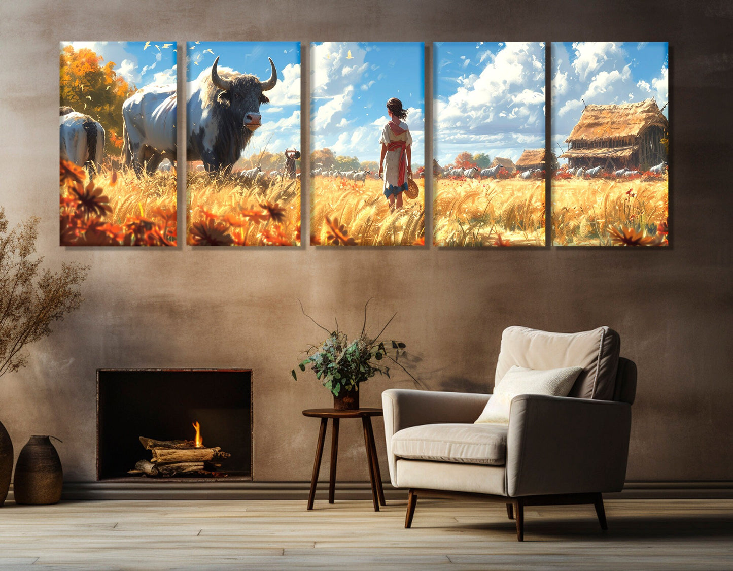 Abstract Farmhouse Canvas Print – Rustic Wall Art | Framed & Ready to Hang