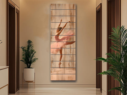 Ballerina Print on Natural Wood, Rustic Ballerina Painting, Ballet Wall Art, Ballet School Wall Decor, Ballet Teacher Gift, Ballerina Gift