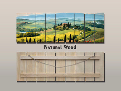 Rustic Wood Wall Art – Scenic Tuscany Landscape Art on UV Printed Wood