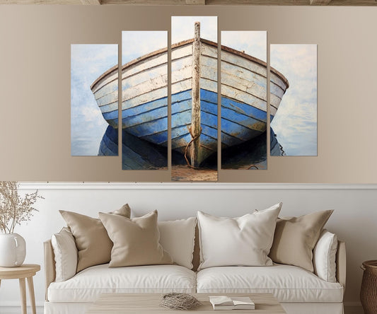 Old Fishing Boat Canvas – Vintage Boat Print | Framed Canvas Print Ready to Hang