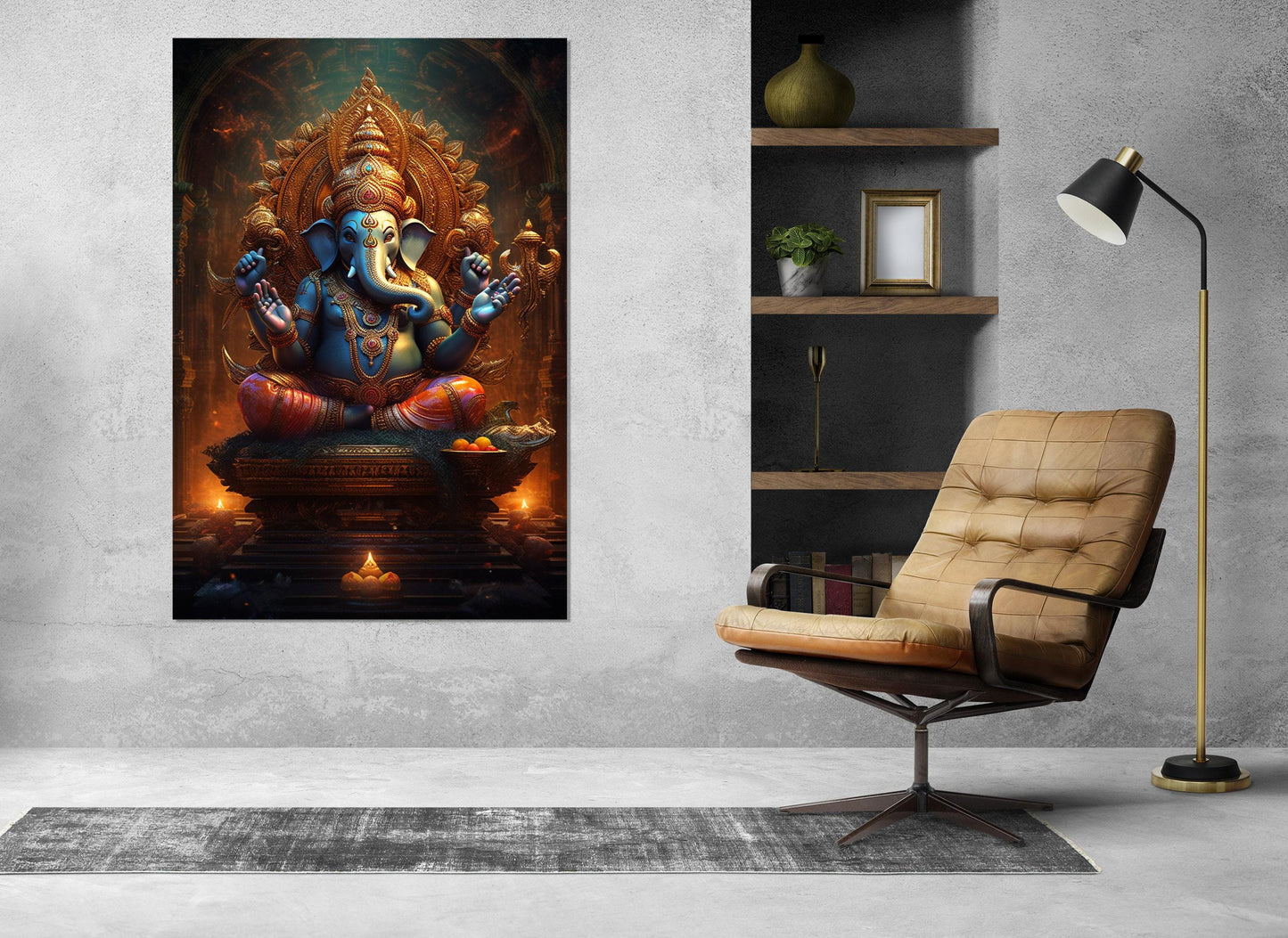 Lord Ganesha Canvas Print - Hindu God Painting | Gallery Wrapped Cotton Canvas Art