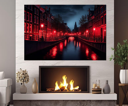 Amsterdam Canvas Print – Framed Wall Art | Red Light District Abstract City Painting