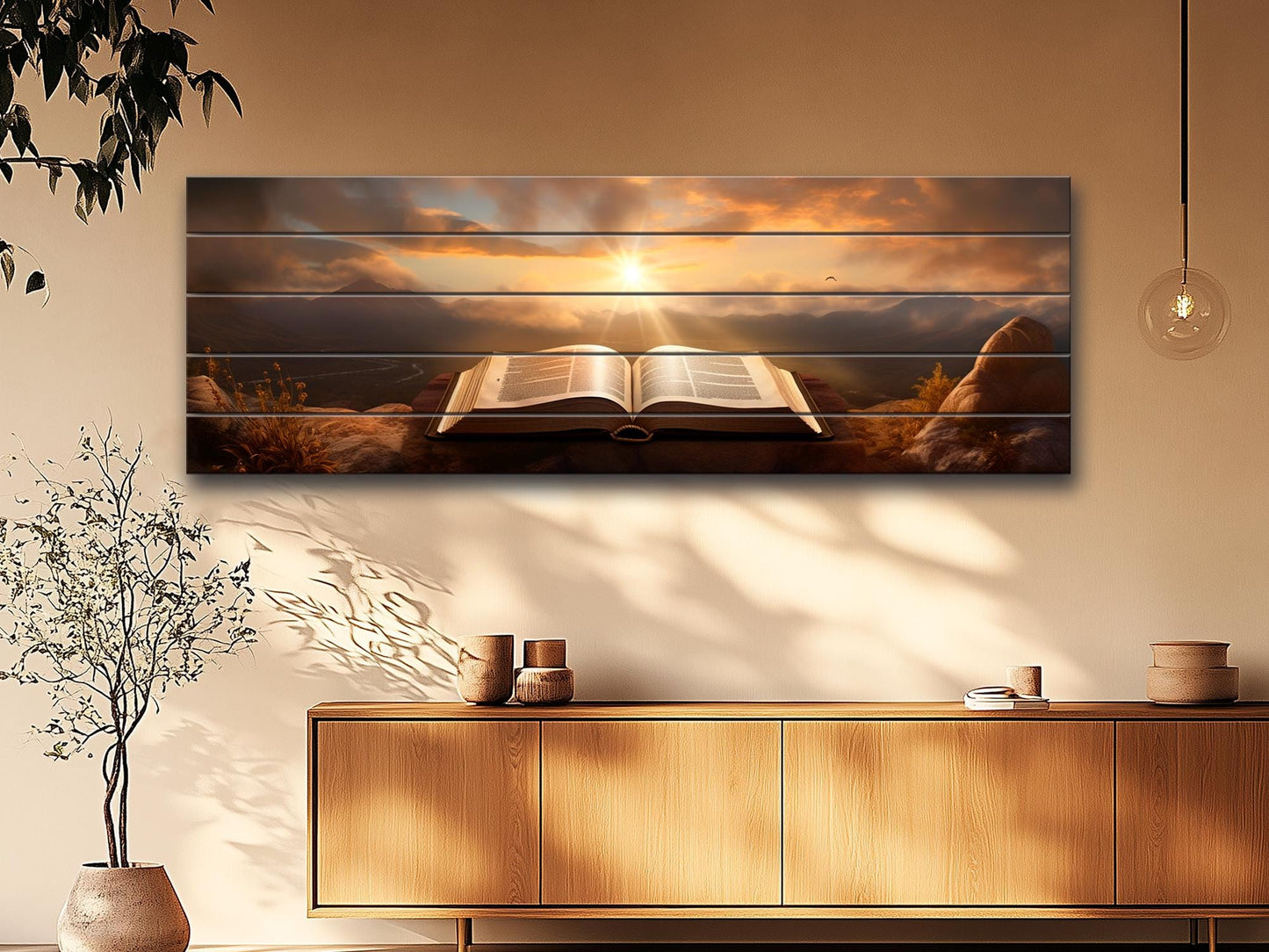 Bible Wall Art – Rustic Bible Print on Wood | Christian Wall Decor & Natural Wood Print